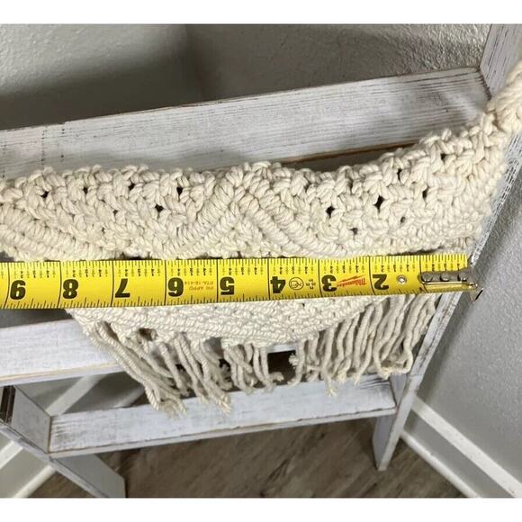 Women's White Macrame Boho Purse With Tassels Shoulder Purse/Bag - Picture 2 of 7